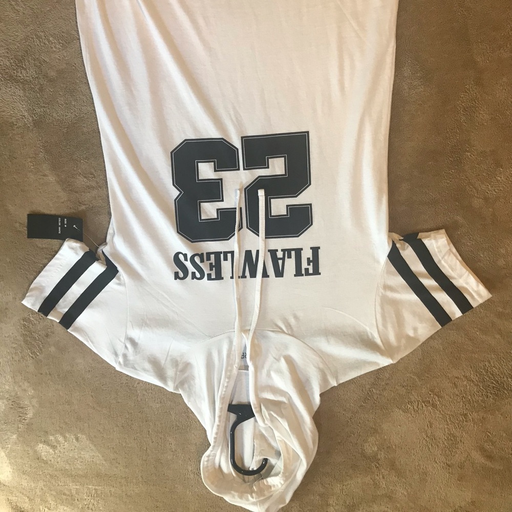 One fire shirt white with black letters
